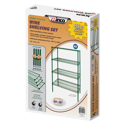 VEXS-2436 - 4-Tier Wire Shelving Set, Epoxy-Coated - 24" x 36"