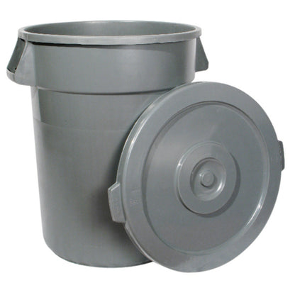Heavy-Duty Round Trash Can - Gray, 32 Gallon
