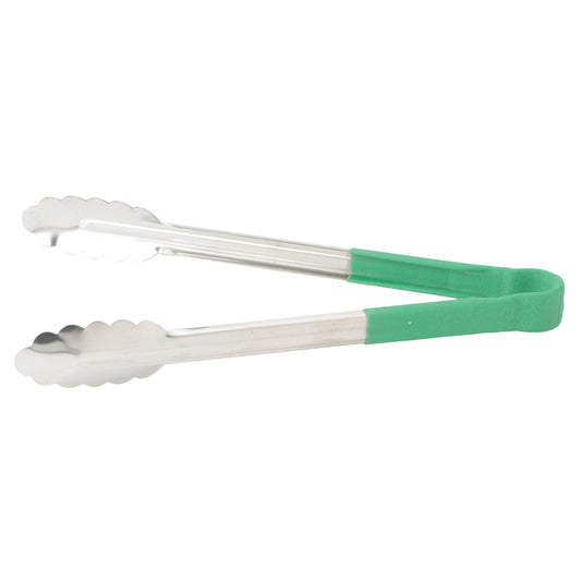UTPH-12G - Heat Resistant Heavy-Duty Utility Tongs with Polypropylene Handle - 12", Green