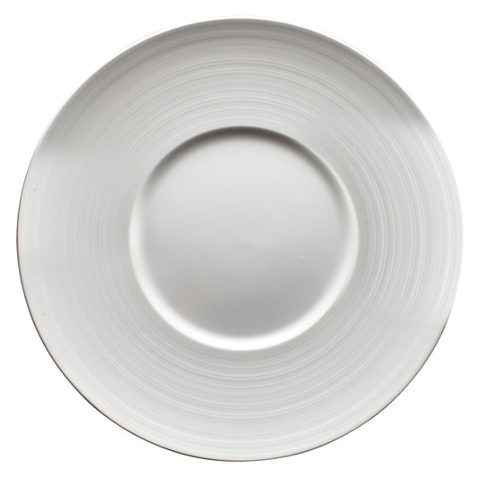 11-1/8"Dia. Porcelain Round Plate, Bright White, 12 pcs/case