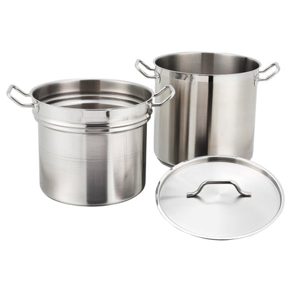 Stainless Steel Double Boiler with Cover - 8 Quart
