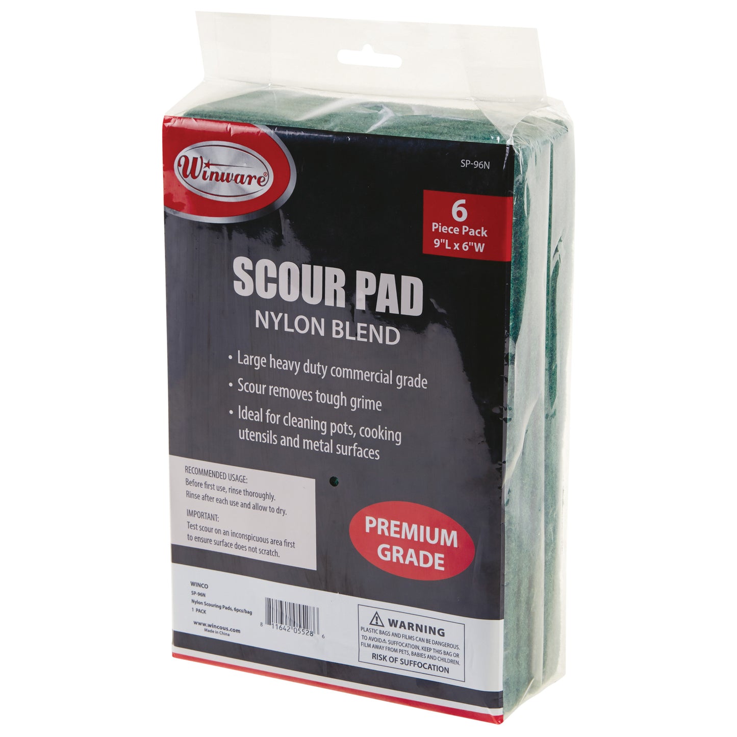 SP-96N - Nylon Scouring Pads, 6-Pieces/Pack