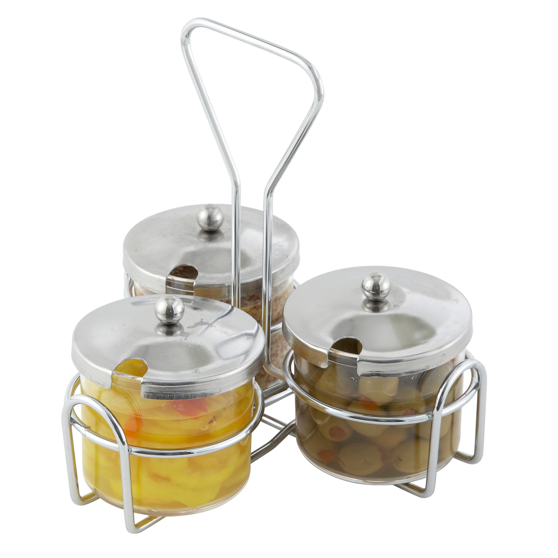 Chrome Plated 3Ring Condiment Jar Rack Winco