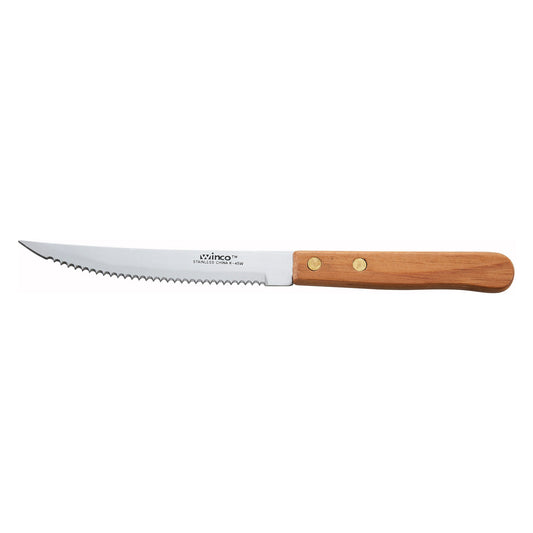 Steak Knives, 4-1/2" Blade, Wooden Handle, Pointed Tip