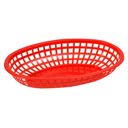 Oval Fast Food Basket, 10-1/4" x 6-3/4" x 2" - Red