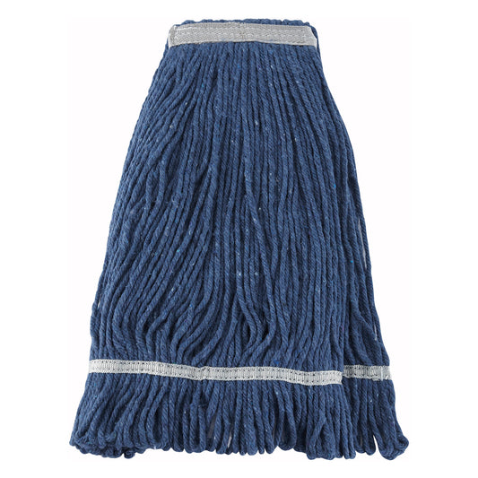 Premium Cotton-Poly Blend Looped End Wet Mop Head - Blue - 20oz/570g