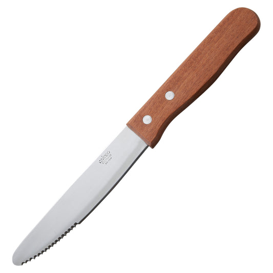 Jumbo Steak Knives, 5" Blade, Wooden Handle, Round Tip