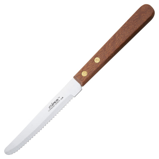 Steak Knives, 4-1/2" Blade, Wooden Handle, Round Tip