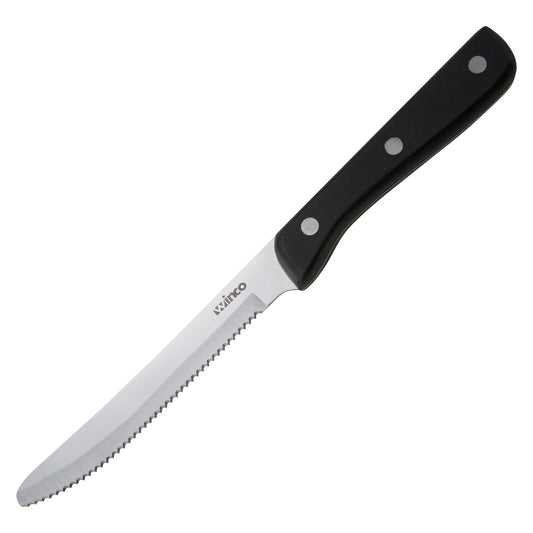 Solid POM Handle Steak Knife, 5" Blade, Round Tip