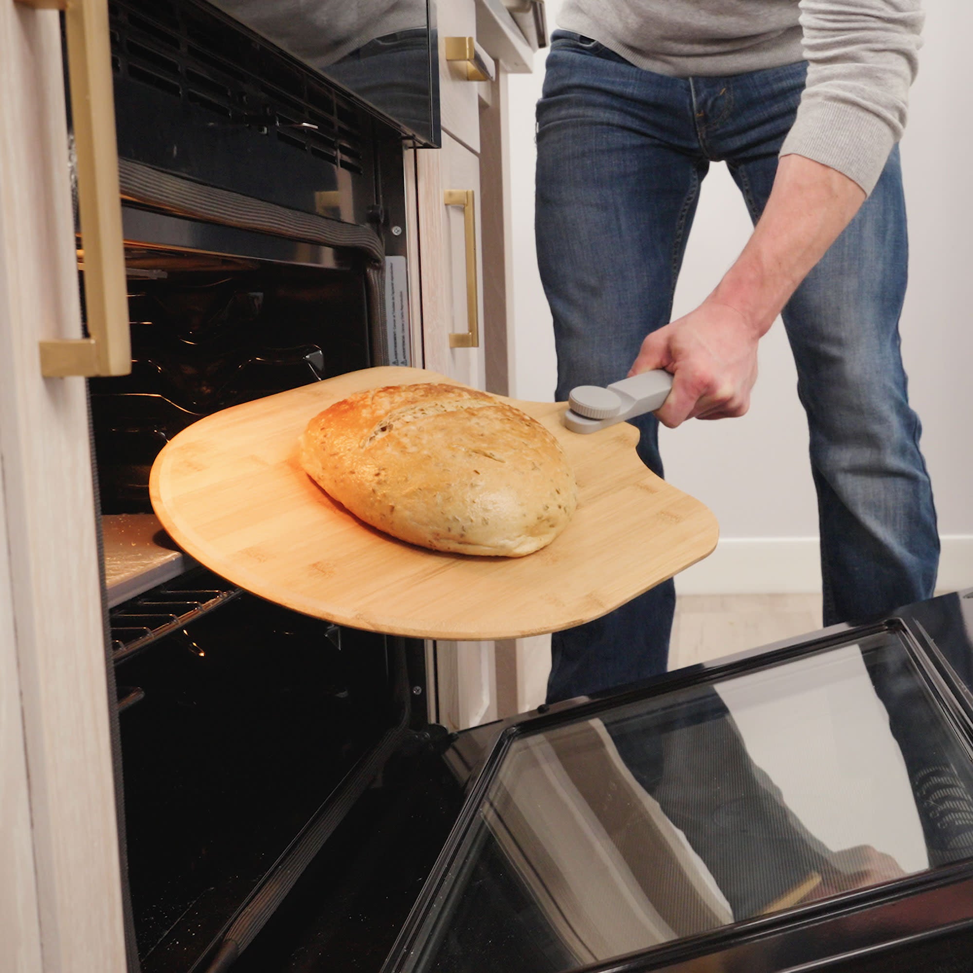 BPP1214 - Old Stone Bamboo Pizza Peel with Folding Handle, 12