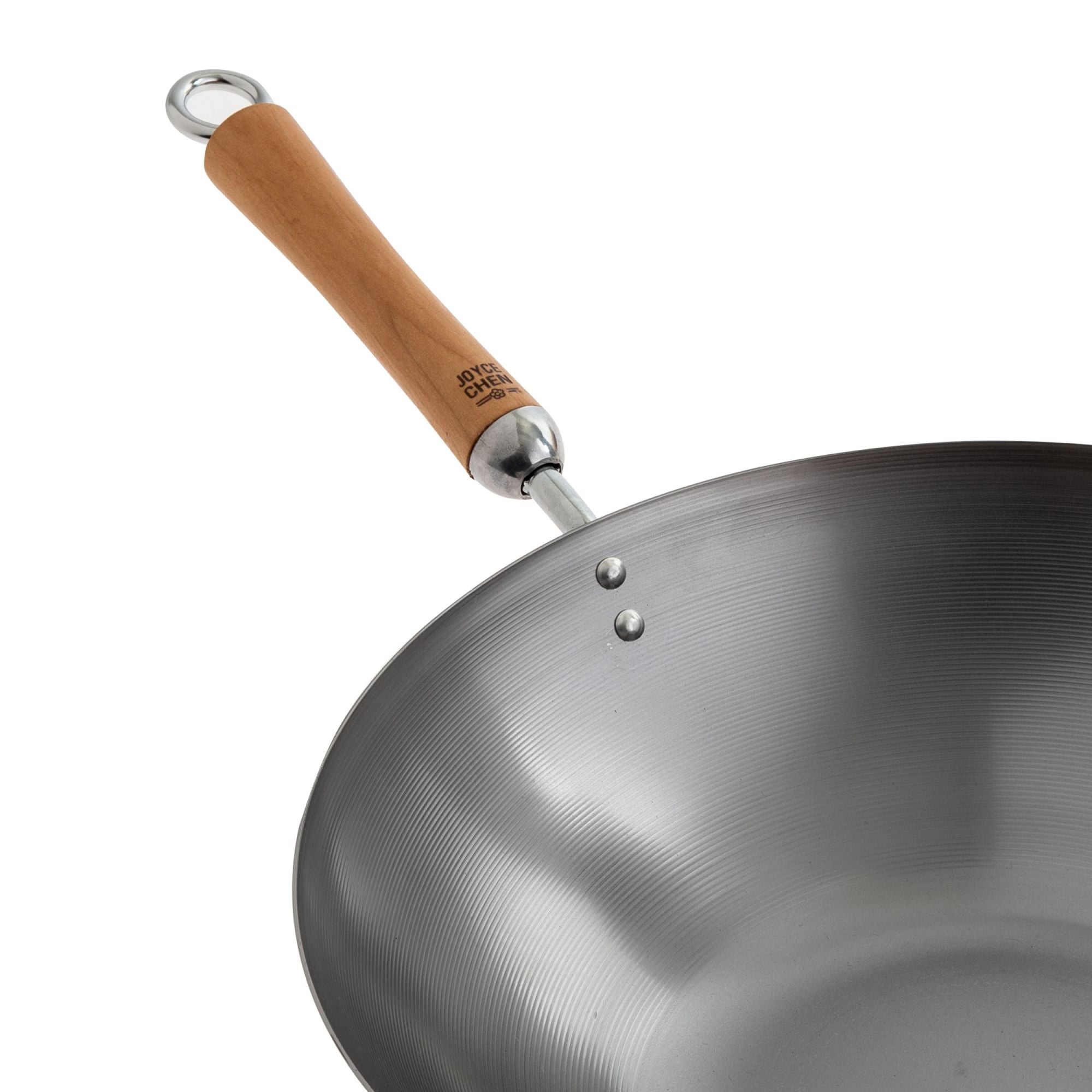 J21-9978 - Joyce Chen Uncoated Carbon Steel Flat Bottom Wok with