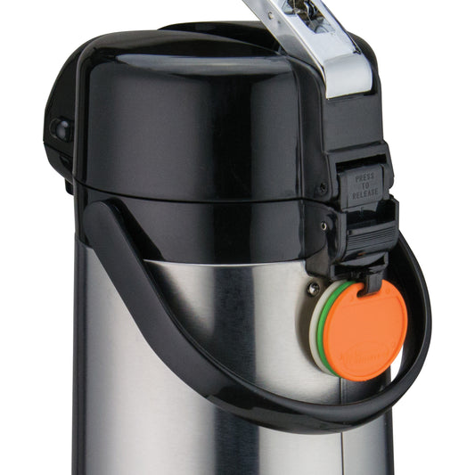 Glass Lined Airpot with Lever Top, Stainless Steel Body - 3 Liter