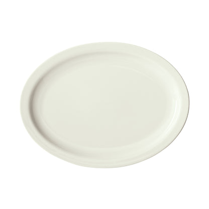 BPO-115NR-AW - Birkhall Porcelain Narrow Rim Oval Platter, 11-1/2"L x 9-1/8"W x 1"H - American White (12 Pieces/Case)