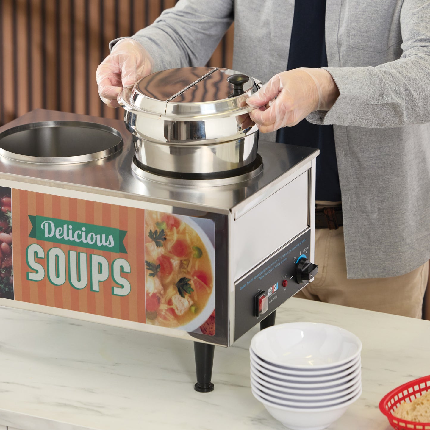 51072S - BenchmarkUSA "Delicious Soups" Food Warmer - 2 Ladles, 2 Lids