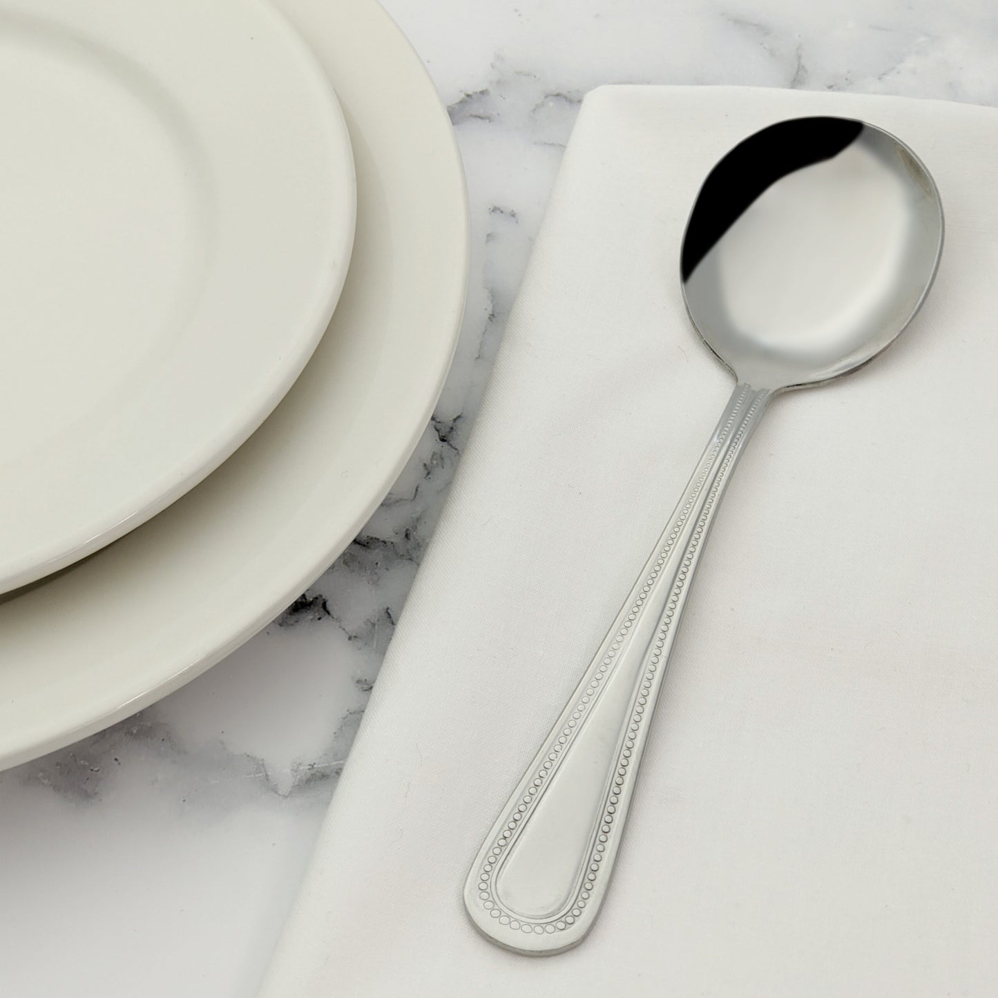 0005-04 - Dots Bouillon Spoon, 18/0 Heavyweight