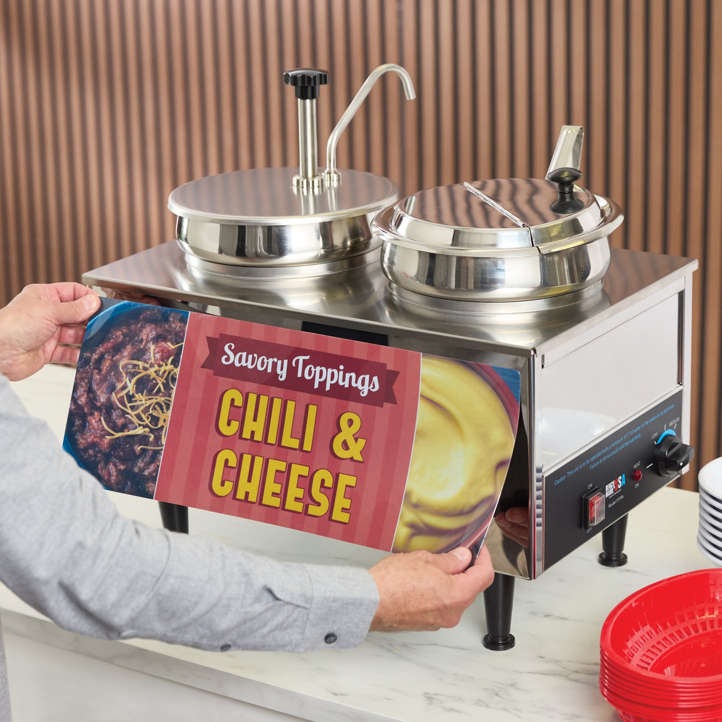 51073A - BenchmarkUSA "Chili & Cheese" Warmer - 1 Pump, 1 Ladle, 1 Lid