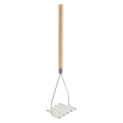 PTM-24S - Potato Masher with Wooden Handle - 5-1/4" Square