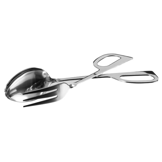 10" Fork and Spoon Salad Tongs, Satin Finish Stainless Steel