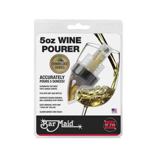 Bar Maid 5 oz Wine Pourer, Amber with Black Collar