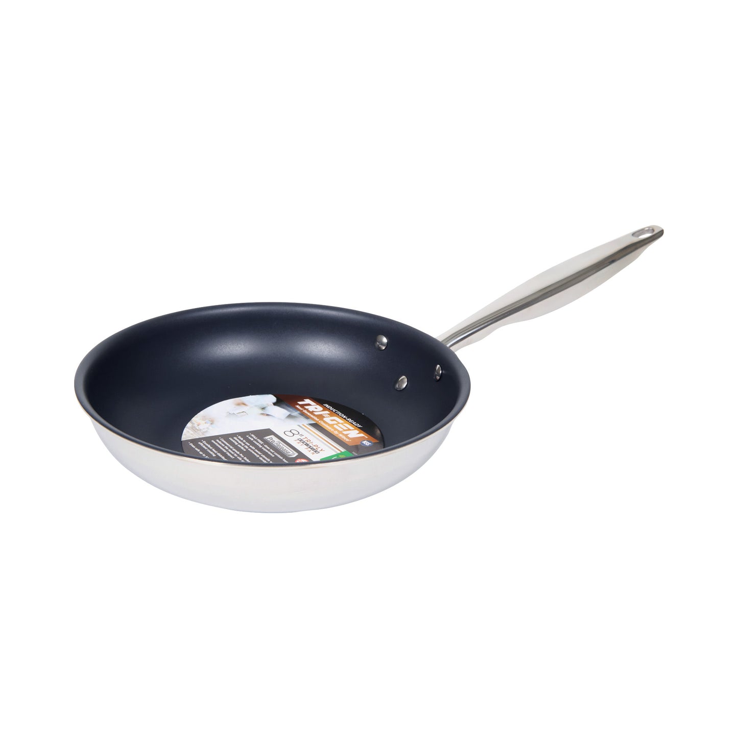 TGFP-8PR - TRI-GEN, 8" Fry Pan, Pro-Release Non-Stick, Tri-ply, Induction Ready, 18/8 SS, NSF, PFAS-Free
