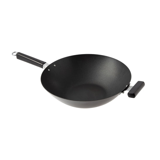 J22-0040 - Joyce Chen Nonstick Carbon Steel Flat Bottom Wok with Phenolic Handles, 14"