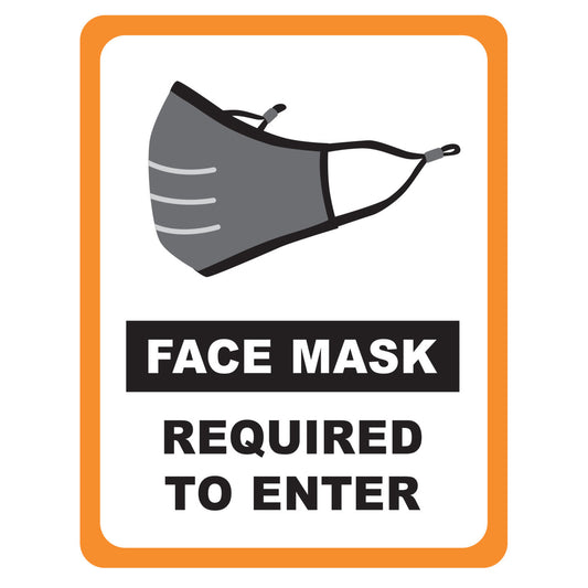 "Face Mask Required" Window Cling, 8-1/2 x 11, 2 pcs/pk