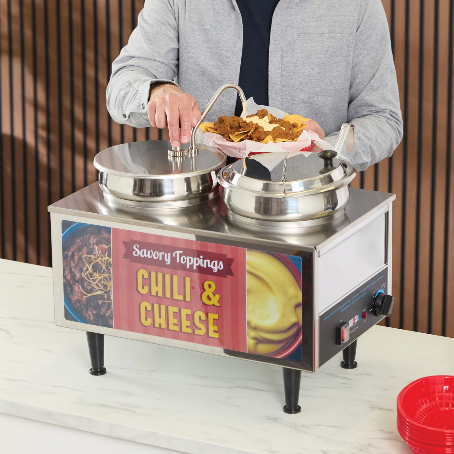 51073A - BenchmarkUSA "Chili & Cheese" Warmer - 1 Pump, 1 Ladle, 1 Lid