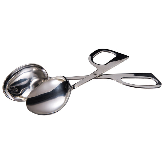 10" Stainless Steel Salad Tongs, Double Spoon, Mirror Finish
