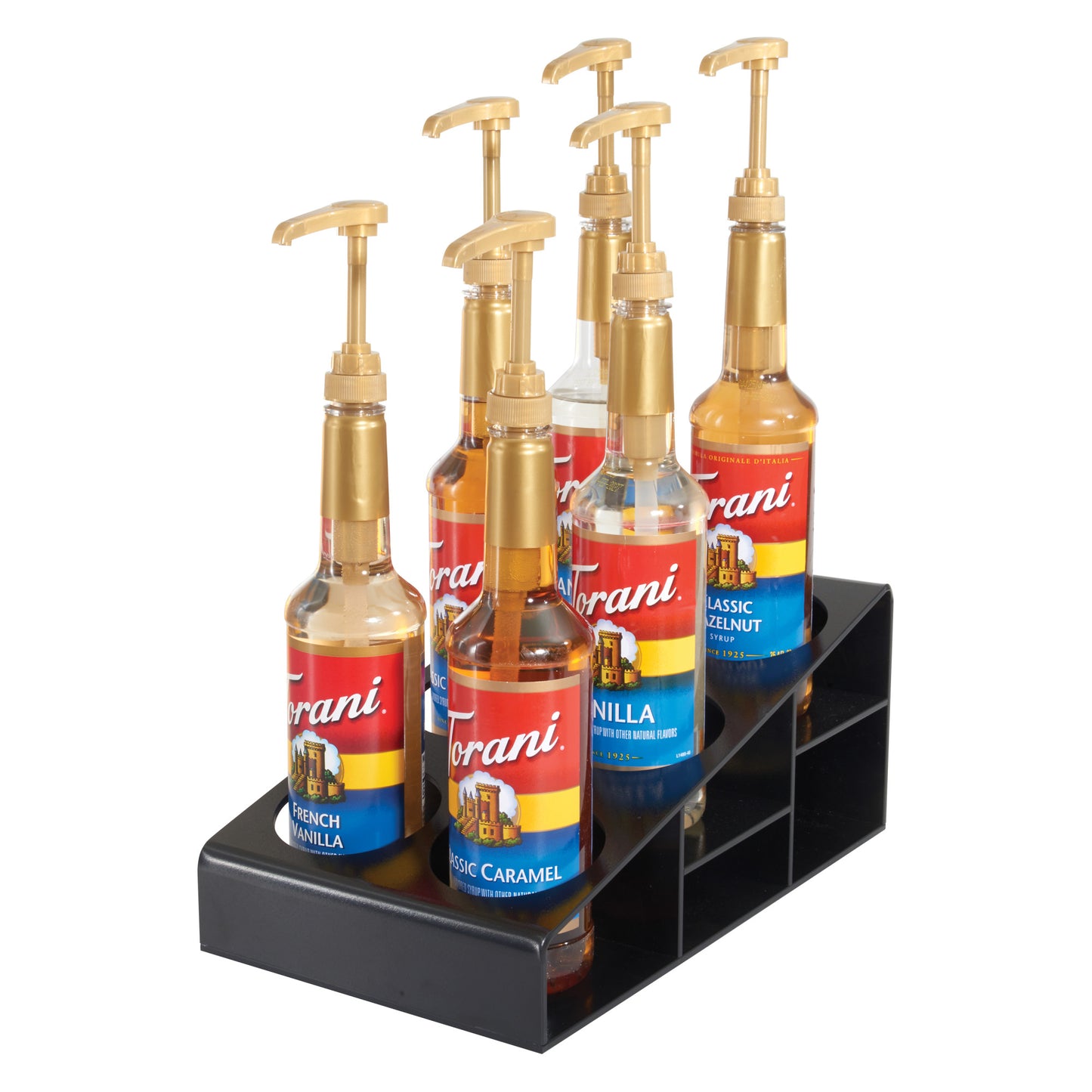 SBO-6C - Syrup/Condiment Bottle Organizer, 6-Compartments, Black