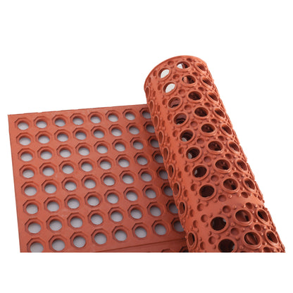 RBM-35R-R - Rubber Floor Mats, Beveled Edge - Red, Rolled