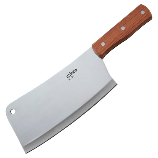 Heavy-Duty Cleaver with Wooden Handle - 8" x 3-1/2" Blade