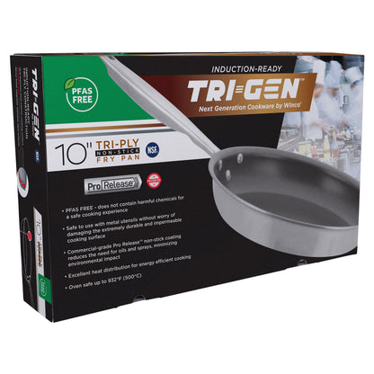 TGFP-10PR - TRI-GEN, 10" Fry Pan, Pro-Release Non-Stick, Tri-ply, Induction Ready, 18/8 SS, NSF, PFAS-Free