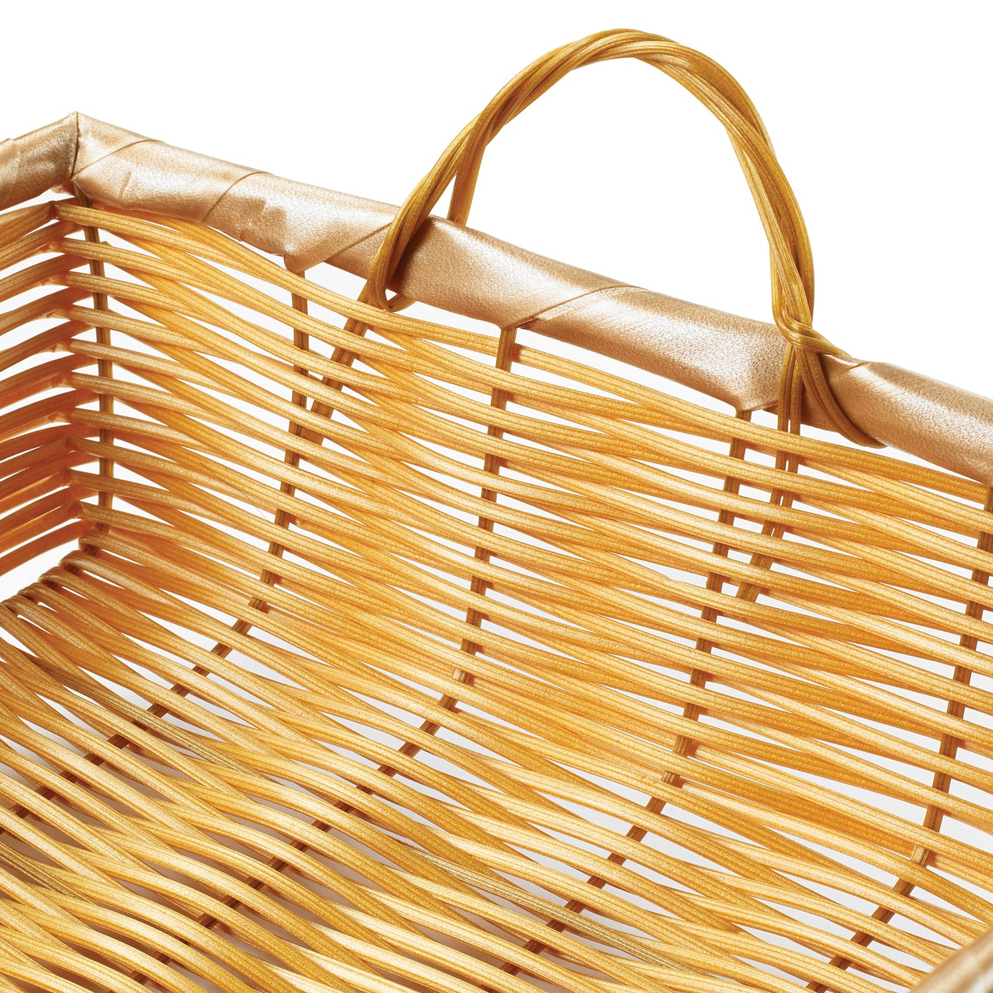 Natural Woven Basket, Rectangular with Handles - 16" x 11" x 3"