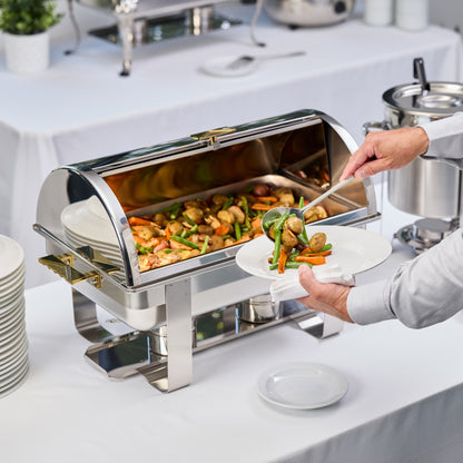 C-5080 - Dallas 8 Quart Chafer, Roll-Top, Stainless Steel