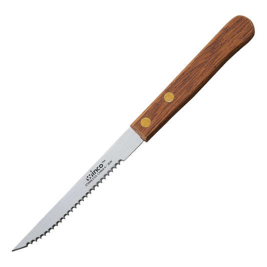 Steak Knives, 4" Blade, Wooden Handle, Pointed Tip