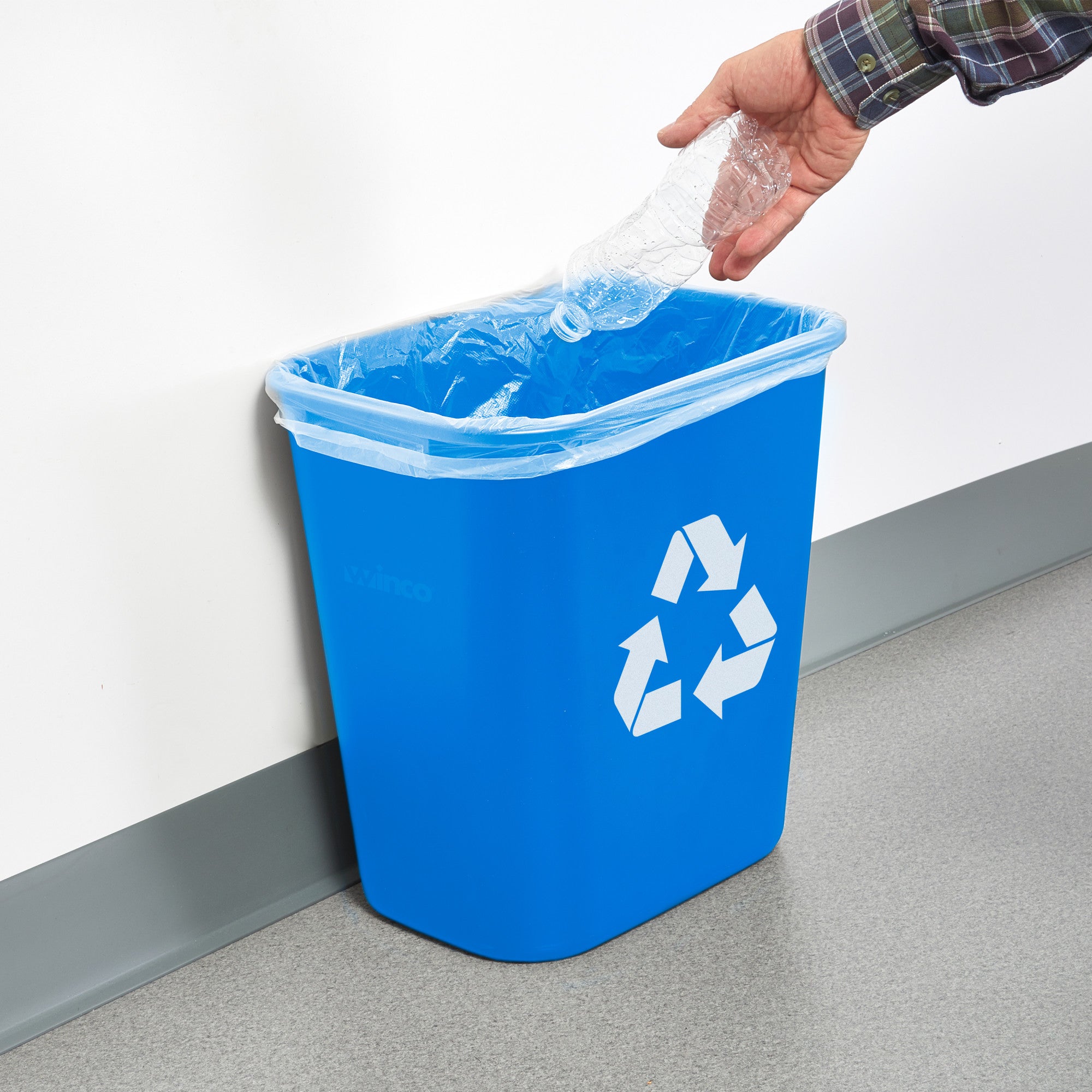 PWR-28L - Waste Baskets - 28 Quart, Blue-Recycle – Winco