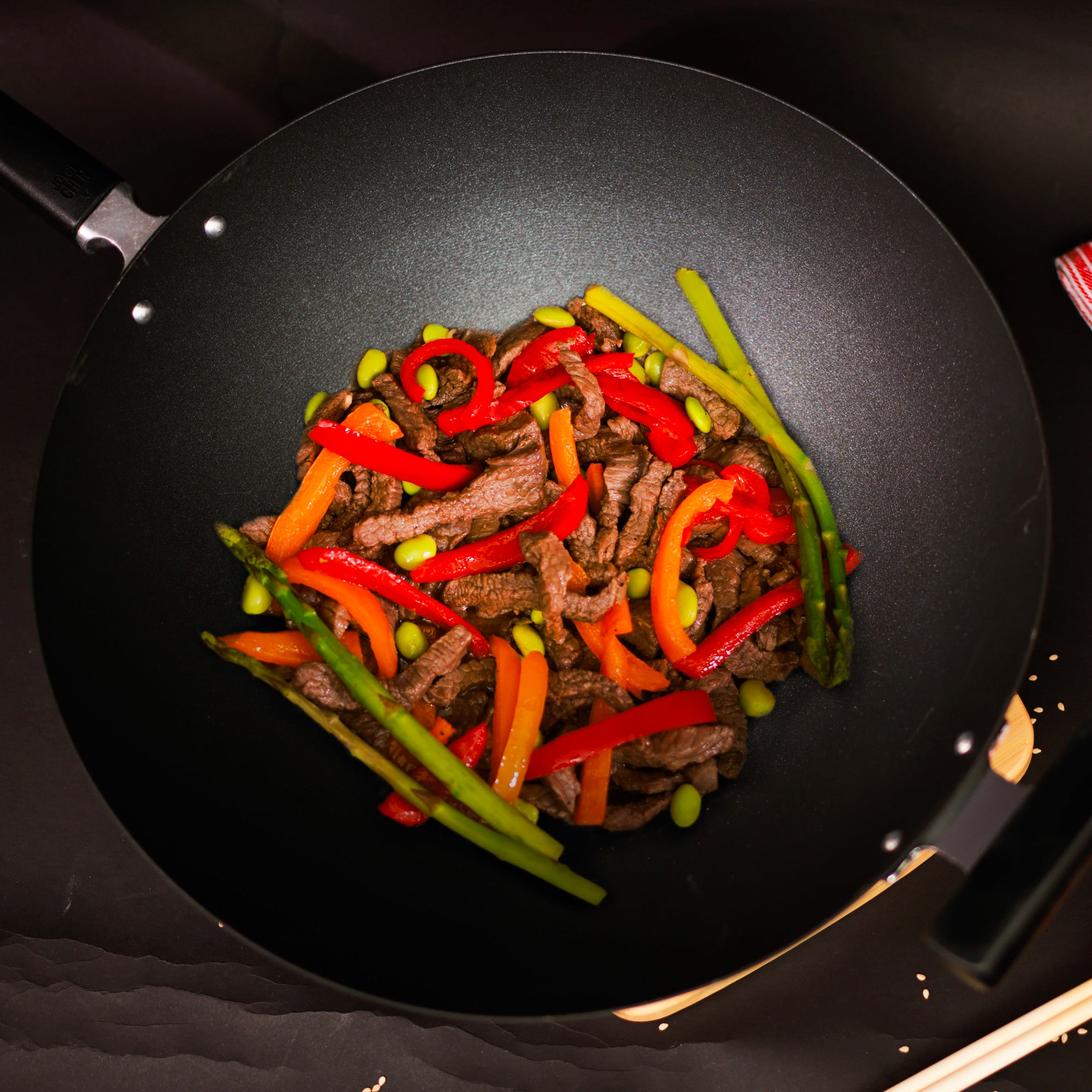 J22-0040 - Joyce Chen Nonstick Carbon Steel Flat Bottom Wok with