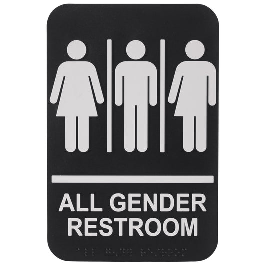 SGNB-607 - Information Signs with Braille, 6"W x 9"H - All Gender Restroom