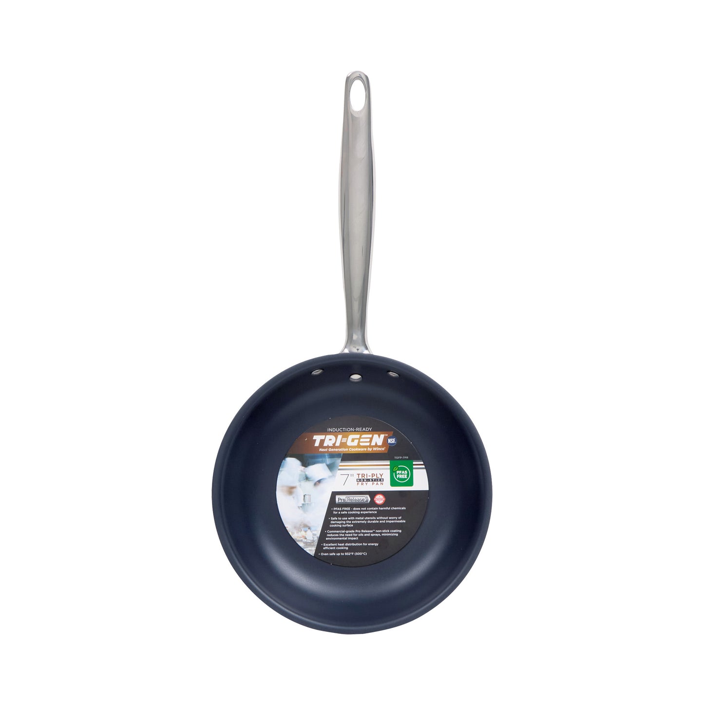 TGFP-7PR - TRI-GEN, 7" Fry Pan, Pro-Release Non-Stick, Tri-ply, Induction Ready, 18/8 SS, NSF, PFAS-Free